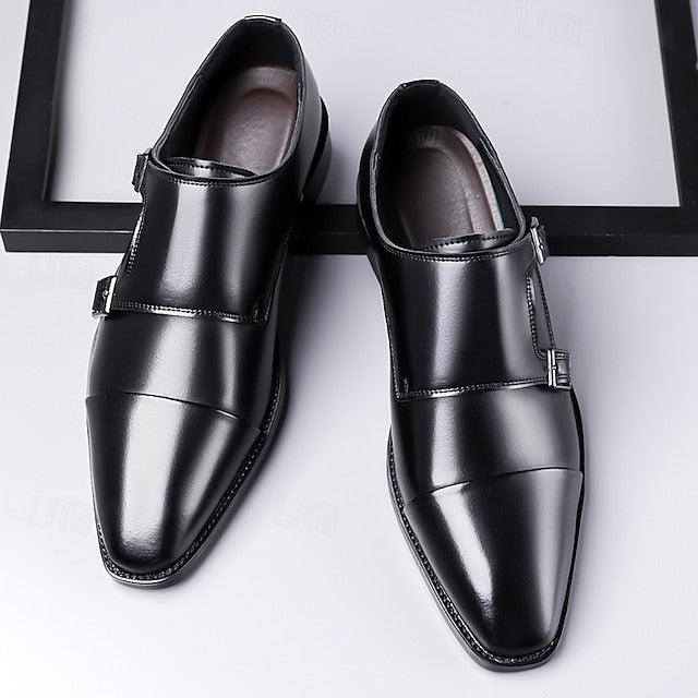 Double Elegant Shoes Monk Leather Strap Men's –