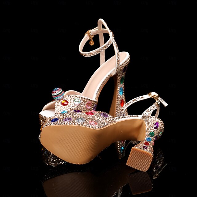 Women's – Colorful Rhinestone Sandals Platform Sparkly