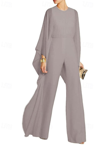 Simple Mother the Dress of Bride Jumpsuit Elegant Cape