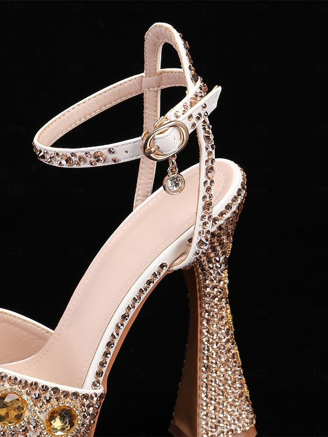 Crystal-Embellished Platform Sandals with Women's Glamorous