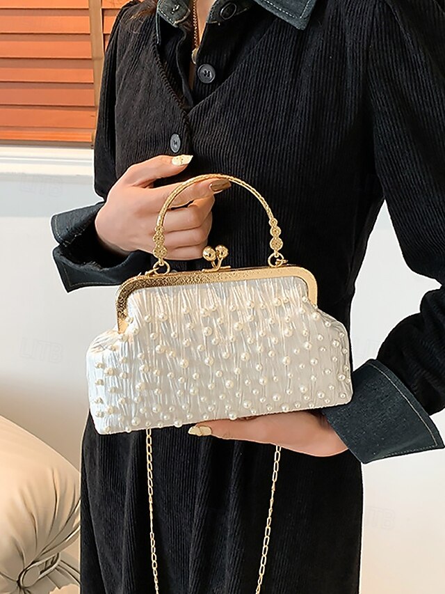 – Clutch Women's Evening Beaded Pearl Vintage Elegant Bag