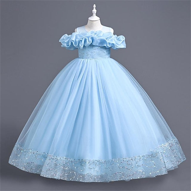 Girls' Color Girl Party Solid Dress Flower 3D