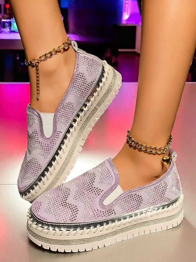Slip-On Women's Sneakers Mesh Glitter Platform with
