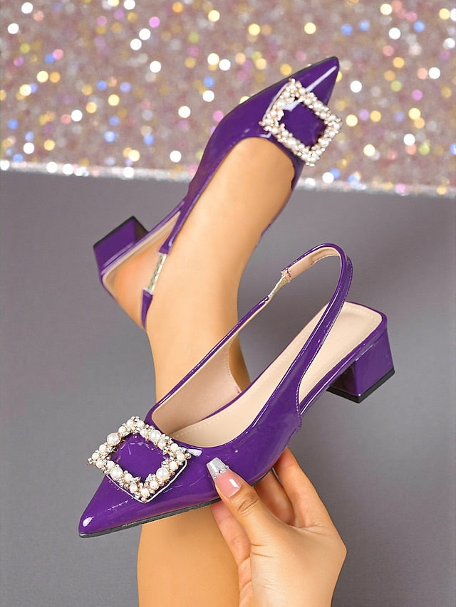 Leather Patent - Women's Toe Purple Slingback Pointed Pumps