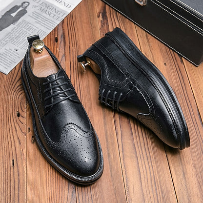 Leather - Stylish Derby Lace-Up Men's Shoes Brogue White