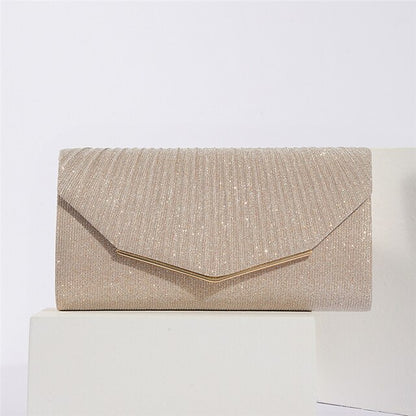 Elegant Glitter Evening Women's Bag Gold Clutch Metal with