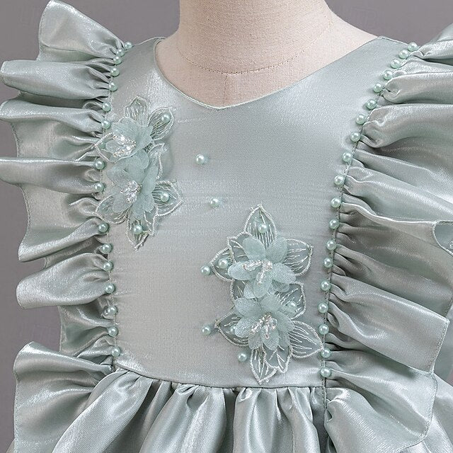 Toddler Party Girls' Floral Wedding Sleeveless Dress