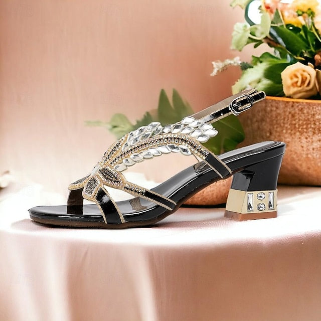 Round Rhinestone Women's Toe Sandals Wedding Shoes Party