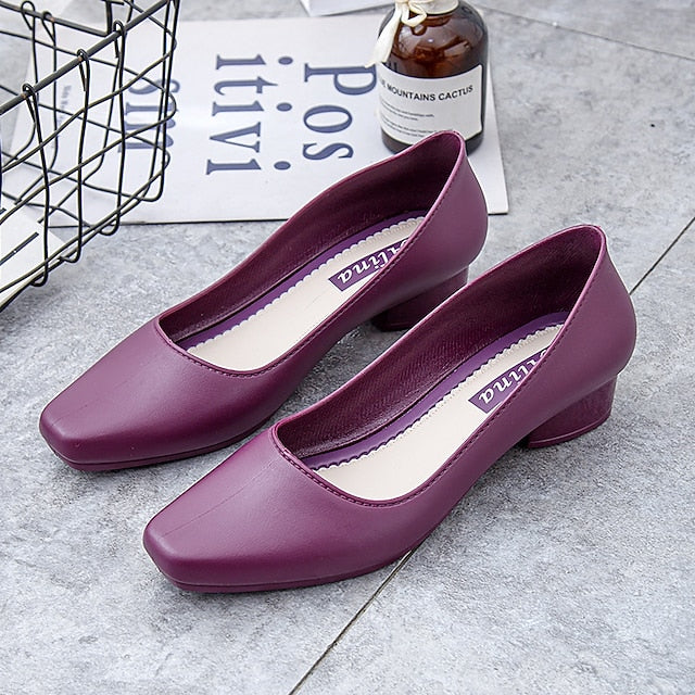 Slip-On Round Pumps – Heel Toe Women's Black Low Classic