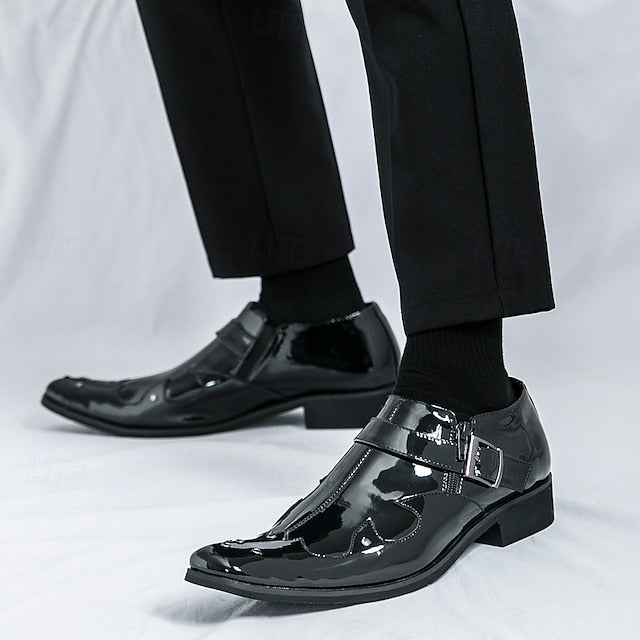 Leather Black – Shoes Formal Strap Men's Monk