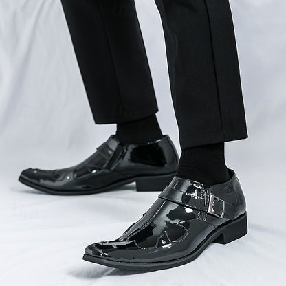 Leather Black – Shoes Formal Strap Men's Monk