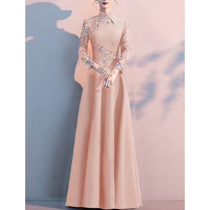 Bride Dress the of Mother A-Line Simple Elegant Floor High Neck