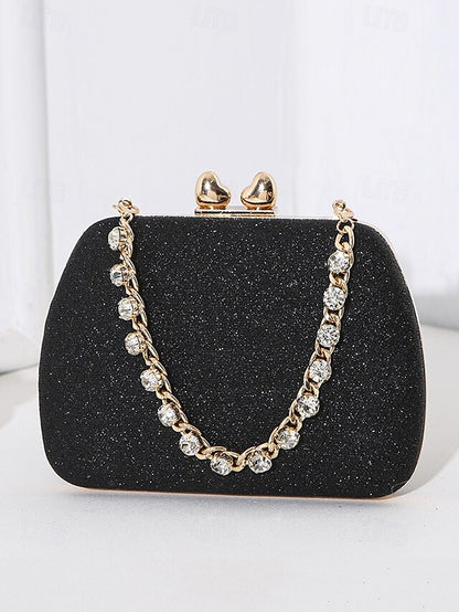 Green Clutch Evening Glitter with Sage Rhinestone Women's