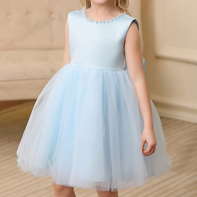 Color Solid Kids Wedding Girls' Party Sleeveless Dress