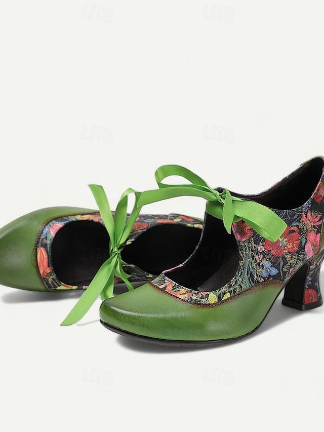 Jane Green Heels Leather with Mary Women's Floral Print