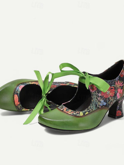 Jane Green Heels Leather with Mary Women's Floral Print