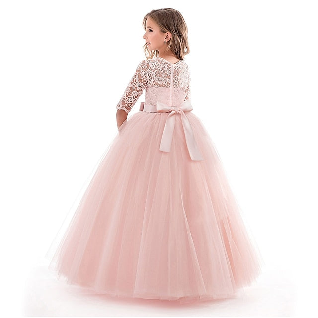 Girl 3-13 Lace Prom Dress Kids Princess Flower Years