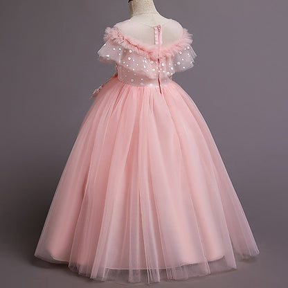 Solid Dress Flower Color Girl Kids Party Girls'