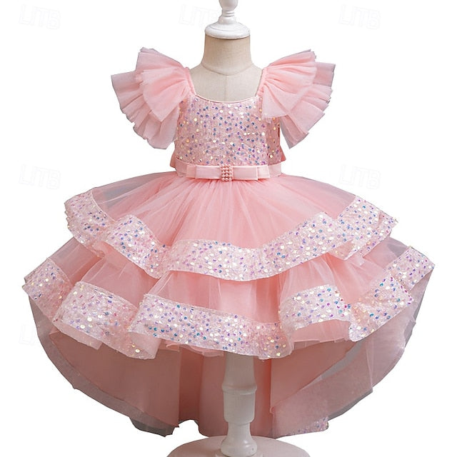 Dress Wedding Party Kids Sleeveless Girls' Special Sequin