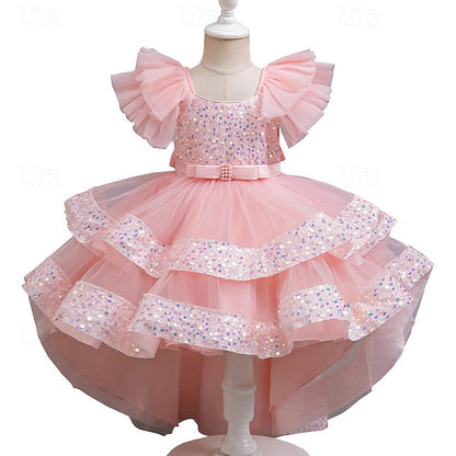 Dress Wedding Party Kids Sleeveless Girls' Special Sequin