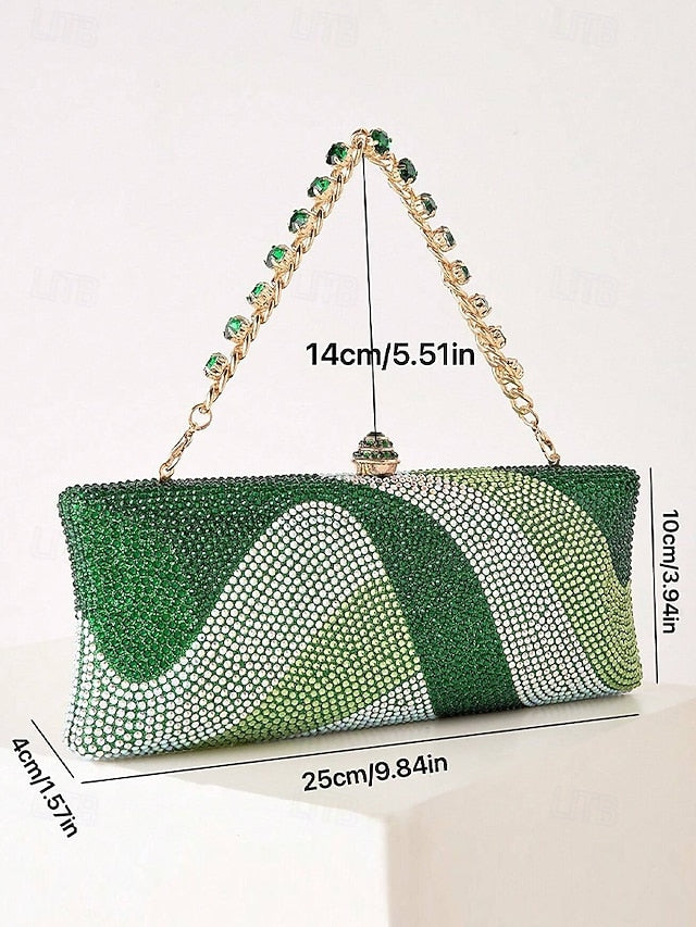 Clutch Crystal Bag Evening with Women's Strap Chain