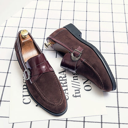 Men's Patent with Loafers Leather and Metal Strap Suede