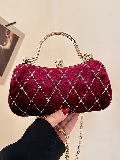 with - Purse Accents Quilted Evening Velvet Women's Diamond