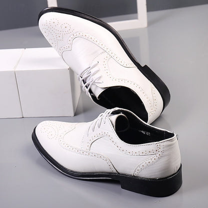 White Men's Brogue Formal - Shoes Classic Oxford