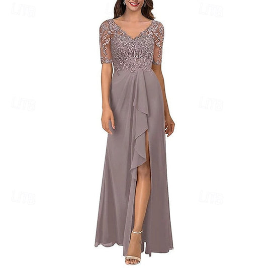 Simple V the Bride of Neck A-Line Dress Mother Elegant