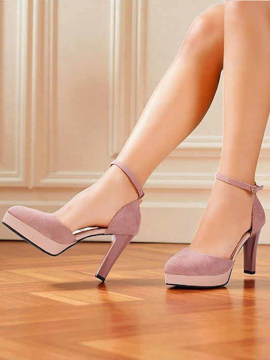 Heel Suede Women's Strap Ankle High Platform Burgundy 1950s