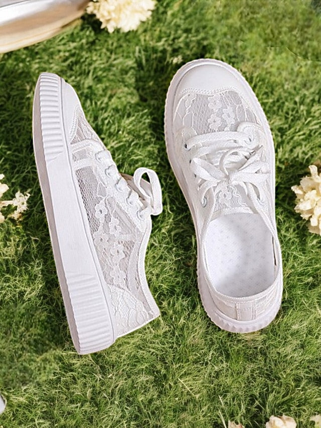 Shoes Floral Wedding Casual Women for Sneakers Bridal Lace –