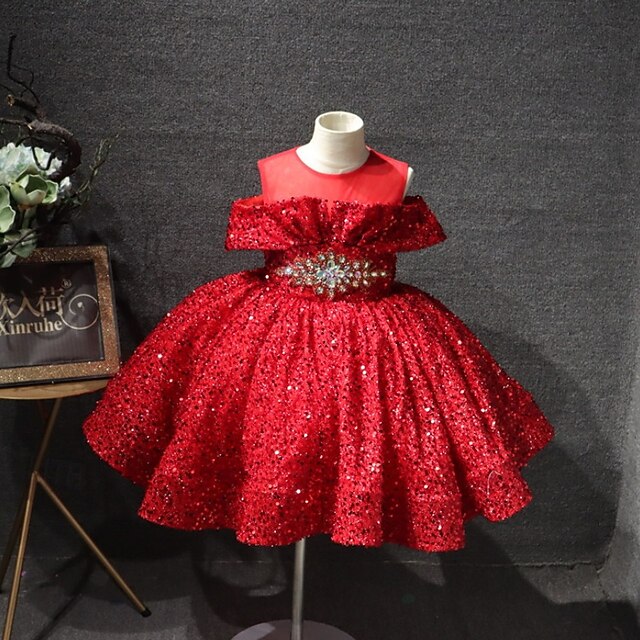 Dress Color Party Sleeve Kids Short Girls' Solid