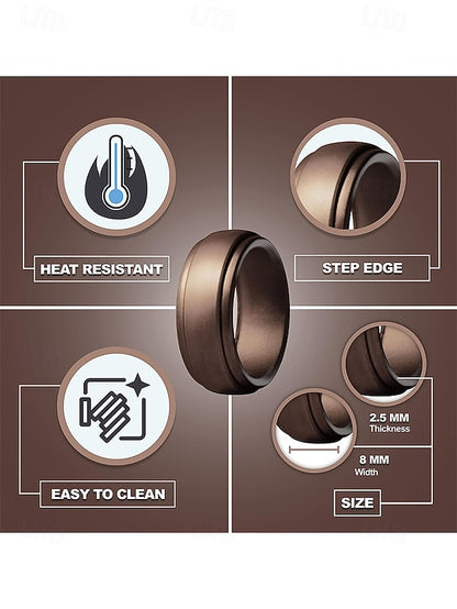 Ring Men Matte Silicone for Black Durable Comfortable –