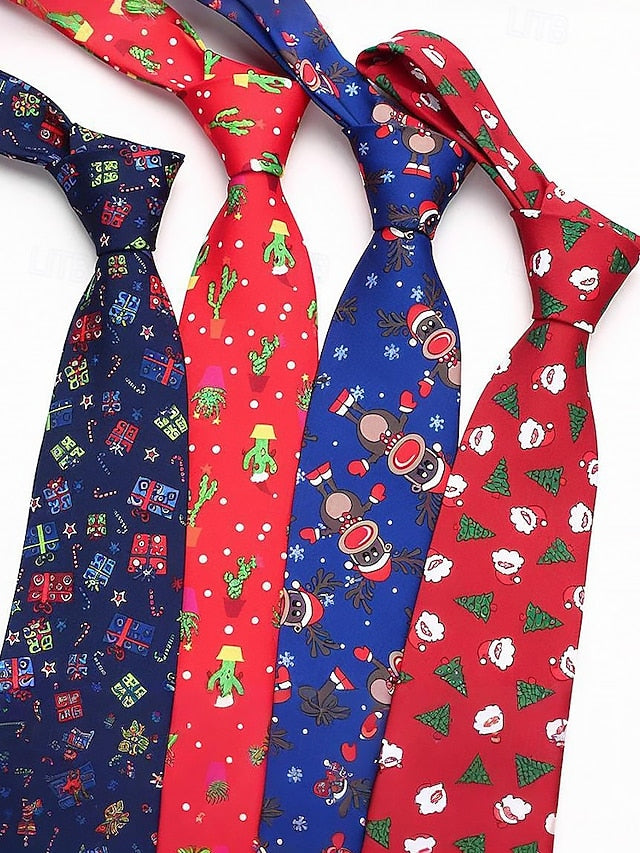 Tree Tie Polyester Santa Men's – Christmas and Fun Silk