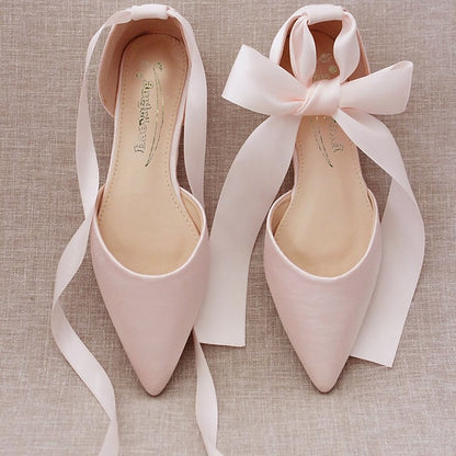 Comfortable Ballet Ribbon Satin Tie – Women's Flats