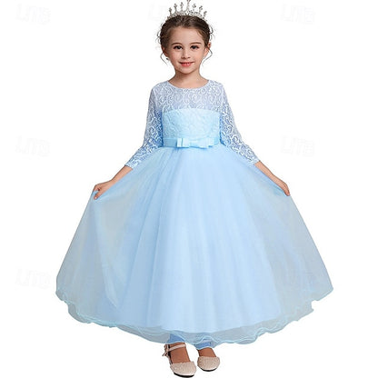 Dress Girls' Wedding Flower Girl Half Sleeve Kids