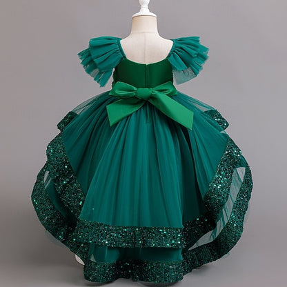 Dress Wedding Party Kids Sleeveless Girls' Special Sequin