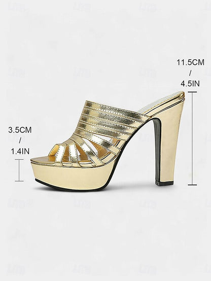 White Open-Toe Mule Women's Strappy Heels - Platform