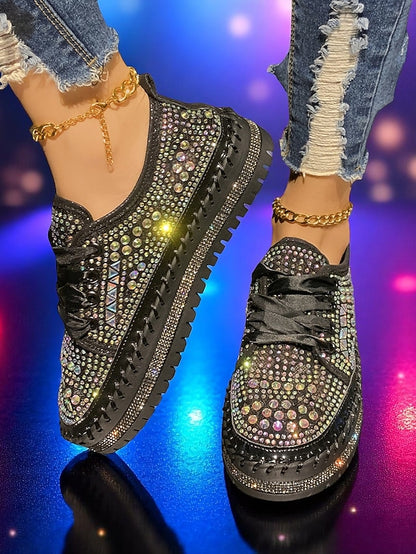 Sparkling with Rhinestone Women's Sneakers Silver Accents
