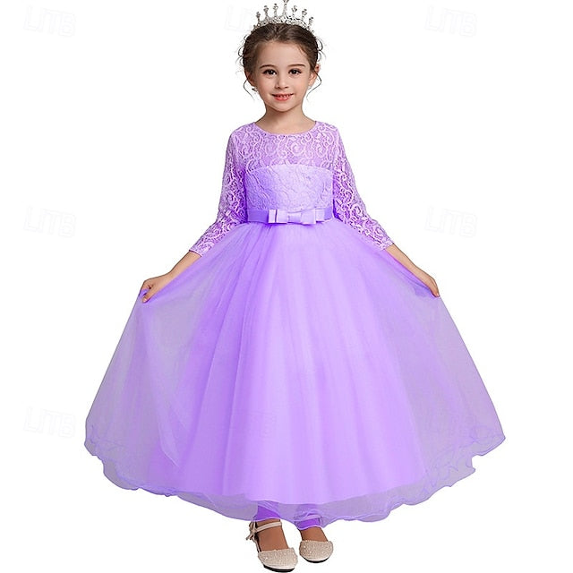 Dress Girls' Wedding Flower Girl Half Sleeve Kids