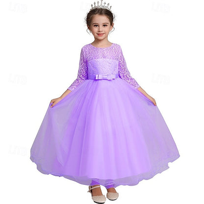 Dress Girls' Wedding Flower Girl Half Sleeve Kids