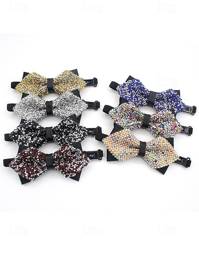 Polyester Sparkling Sequins Bow Christmas – Men's Tie