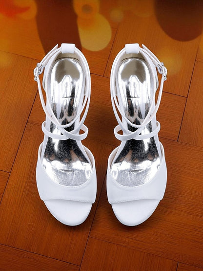Ankle with Block Heel Satin Elegant Sandals Women's Strap -