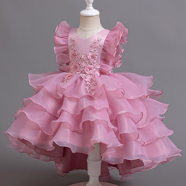 Girls' Asymmetrical Kids Dress Floral Party