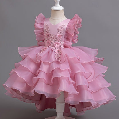 Girls' Asymmetrical Kids Dress Floral Party