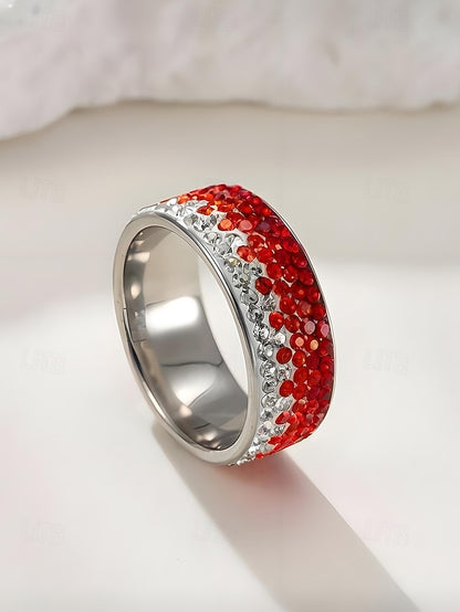 Red Stylish Ring Stainless Steel Christmas Men's –