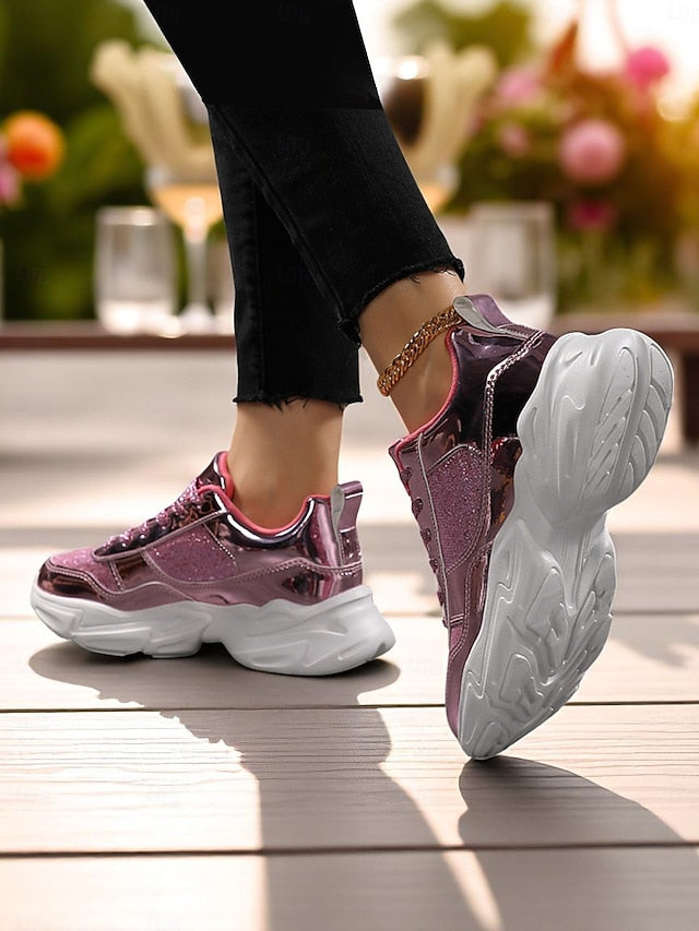 Sneakers Metallic Glitter Chunky Women's Platform with