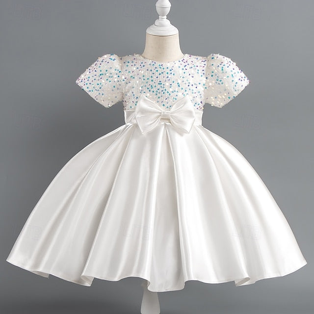Wedding Short Sleeve Sequin Girls' Dress Toddler Party