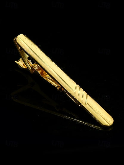for with Design Elegant Inlay Tie Sleek Men Clip Gold Black –