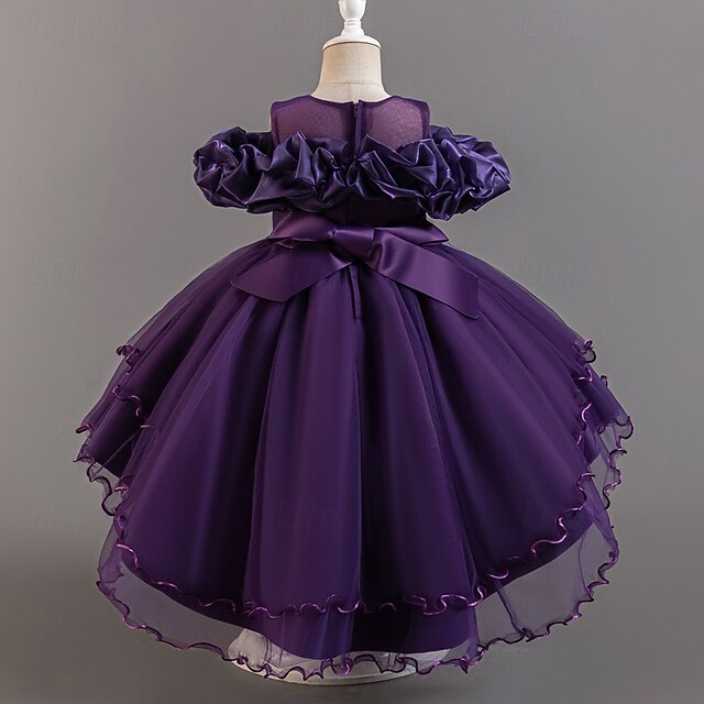 Party Sleeve Short Flower Girls' Kids Wedding Floral Dress